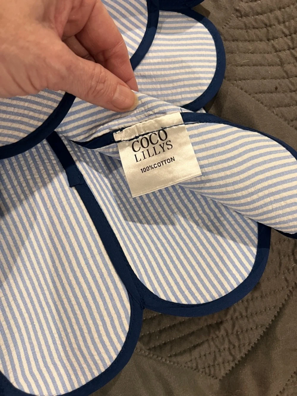 Striped Blue & White Scalloped Strapless Mini Dress - Picture 6 of 11